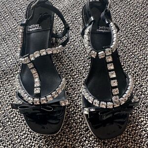Jeffrey Campbell Black Sandals with Rhinestone Accents